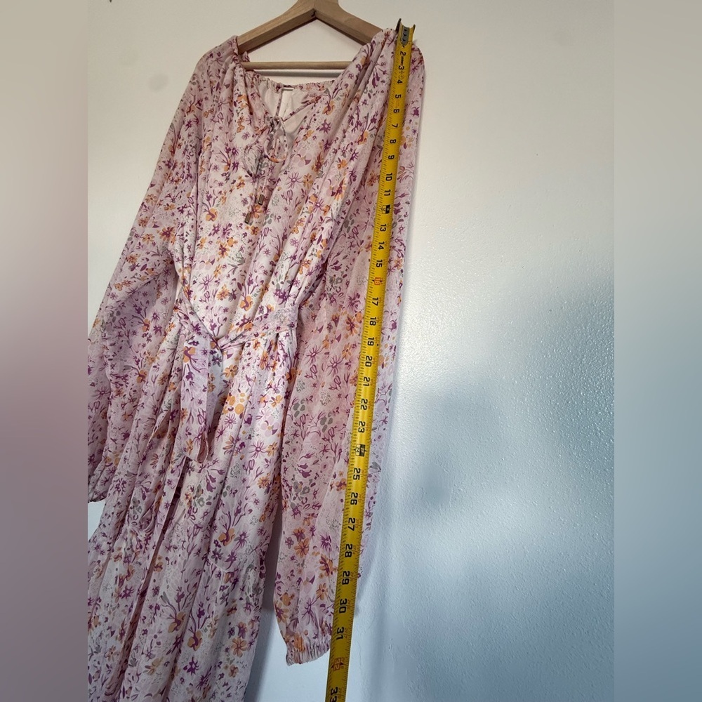 Ivy City Co Imogen maxi dress in blush floral long sleeve dress plus size 3X - Picture 8 of 11